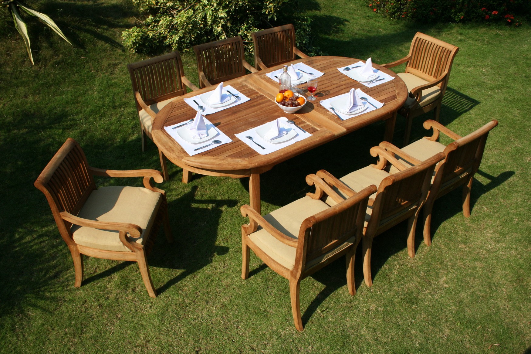 9 PC TEAK DINING SET GARDEN OUTDOOR PATIO FURNITURE NEW 