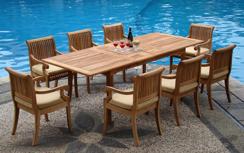 9 PC TEAK SET GARDEN OUTDOOR PATIO FURNITURE POOL  GIVA 