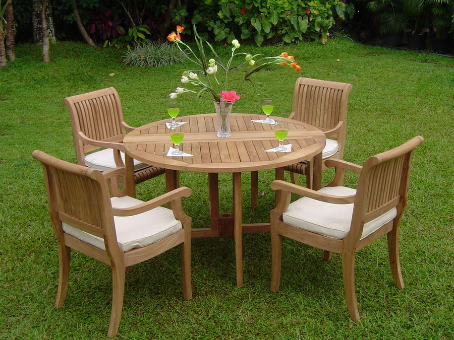 5 PC DINING TEAK SET GARDEN OUTDOOR PATIO POOL FURNITURE 