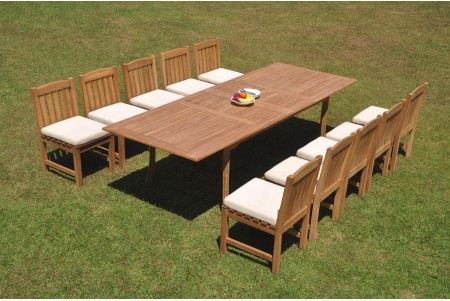 11 PC Dining Set - 117" Double Extension Rectangle Table & 10 Devon Armless Chairs