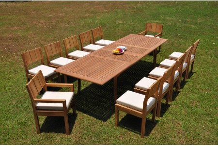 13 PC Dining Set - 117" Double Extension Rectangle Table & 12 Vera Chairs (2 Arms + 10 Armless)