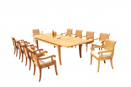 11 PC Dining Set - 122" Atnas Rectangle Table & 10 Giva Arm Chairs