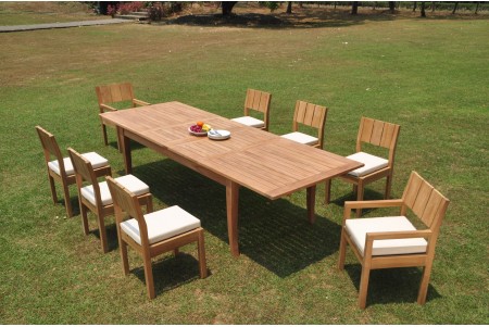 9 PC Dining Set - 122" Atnas Rectangle Table & 8 Vera Chairs (2 Arms + 6 Armless)