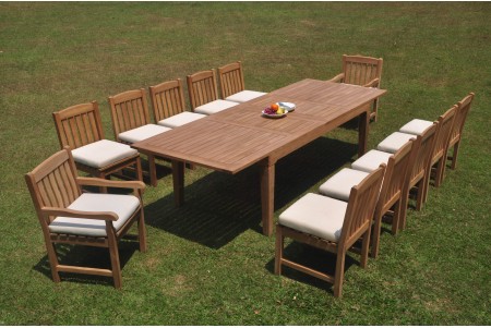 13 PC Dining Set - 122" Caranas Rectangle Table & 12 Devon Chairs (2 Arms + 10 Armless)