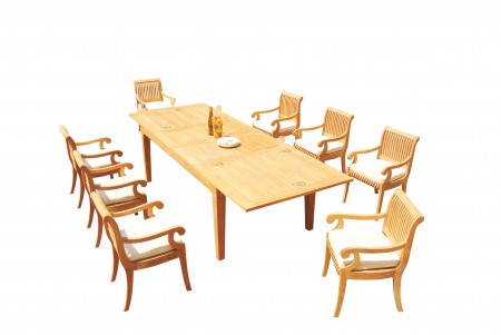 9 PC Dining Set - 122" Caranas Rectangle Table & 8 Giva Arm Chairs