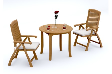 3 PC Dining Set - 36" Round Table & 2 Marley Arm Chairs 