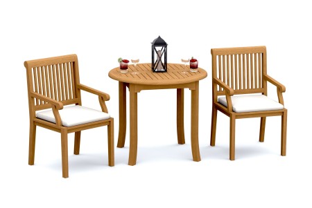 3 PC Dining Set - 36" Round Table & 2 Sack Arm Chairs 