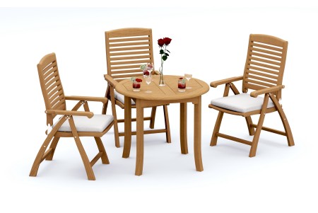 4 PC Dining Set - 36" Round Table & 3 Ashley Arm Chairs 