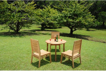 4 PC Dining Set - 36" Round Table & 3 Charleston Stacking Arm Chairs 