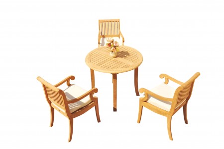 4 PC Dining Set - 36" Round Table & 3 Giva Arm Chairs 