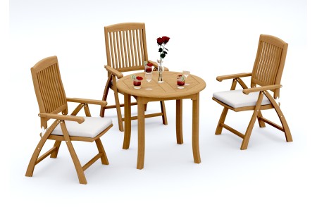 4 PC Dining Set - 36" Round Table & 3 Marley Arm Chairs 