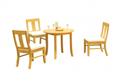 4 PC Dining Set - 36" Round Table & 3 Osbo Armless Chairs 