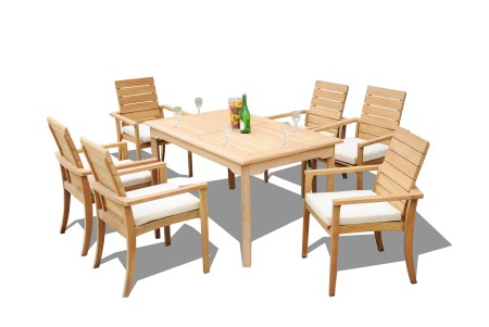 7 PC Dining Set - 60" Rectangle Table & 6 Algrave Stacking Arm Chairs 