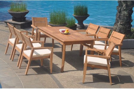 9 PC Dining Set - 83" Rectangle Table & 8 Cellore Stacking Arm Chairs 