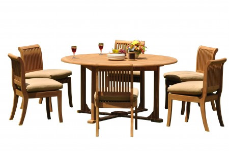 7 PC Dining Set - 60" Round Table & 6 Giva Armless Chairs 