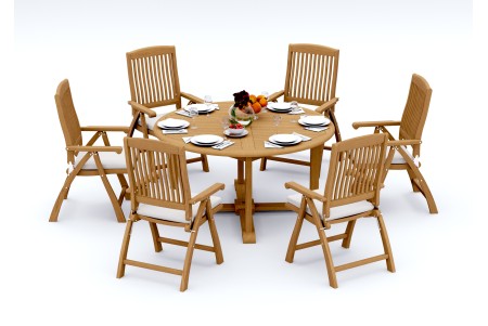 7 PC Dining Set - 60" Round Table & 6 Marley Arm Chairs 