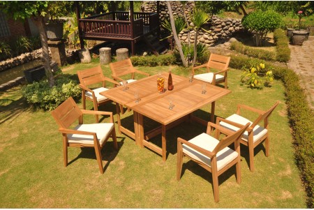7 PC Dining Set - 60" Square Butterfly Table & 6 Cellore Stacking Arm Chairs 