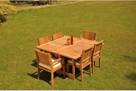 7 PC Dining Set - 60" Square Butterfly Table & 6 Maldives Chairs (2 Arms + 4 Armless) 