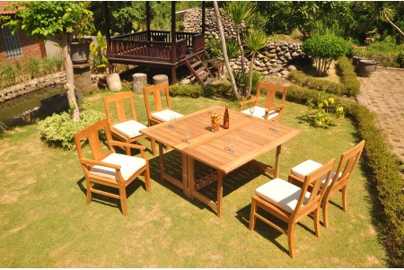 7 PC Dining Set - 60" Square Butterfly Table & 6 Osbo Chairs (2 Arms + 4 Armless) 