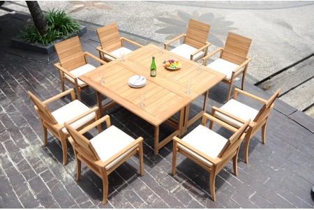 9 PC Dining Set - 60" Square Butterfly Table & 8 Algrave Stacking Arm Chairs 