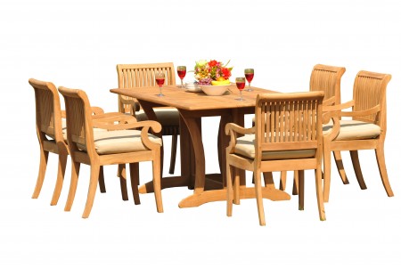 7 PC Dining Set - 69" Warwick & 6 Giva Arm Chairs 