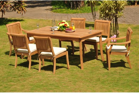 9 PC Dining Set - 83" Rectangle Table & 8 Arbor Stacking Chairs (6 Armless, 2 Arms)   