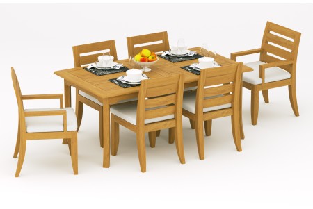 7 PC Dining Set - 71" Rectangle Table & 6 Atnas Chairs (2 Arms + 4 Armless) 