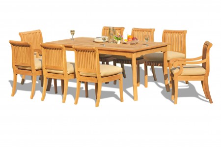 9 PC Dining Set - 83" Rectangle Table & 8 Giva Chairs (2 Arms + 6 Armless) 