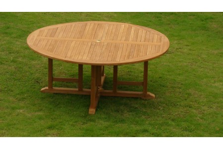 7 PC Dining Set - 72" Round Table & 6 Mas Stacking Arm Chairs 