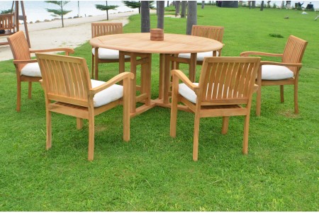 9 PC Dining Set - 72" Round Table & 8 Napa Stacking Arm Chairs 