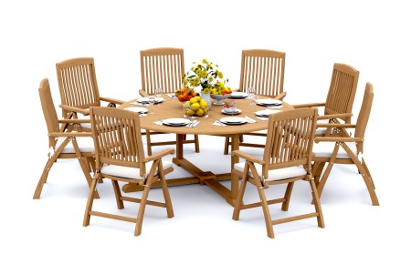 9 PC Dining Set - 72" Round Table & 8 Marley Arm Chairs 