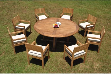 9 PC Dining Set - 72" Round Table & 8 Vera Arm Chairs 
