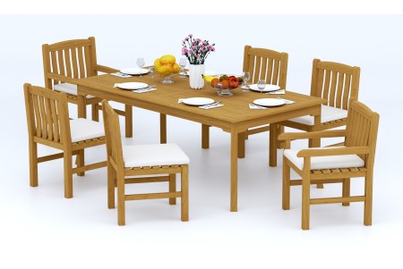 7 PC Dining Set - 83" Rectangle Table & 6 Devon Chairs (2 Arms + 4 Armless) 