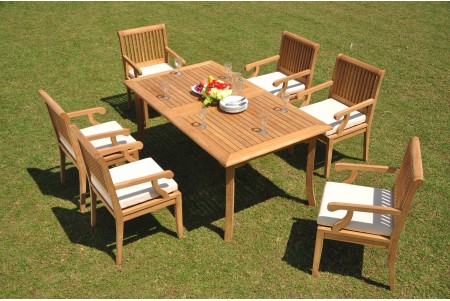7 PC Dining Set - 71" Rectangle Table & 6 Sack Arm Chairs 