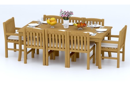 9 PC Dining Set - 83" Rectangle Table & 8 Devon Chairs (2 Arms + 6 Armless) 