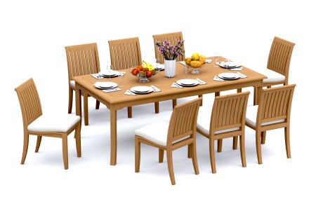 9 PC Dining Set - 83" Rectangle Table & 8 Lagos Armless Chairs
