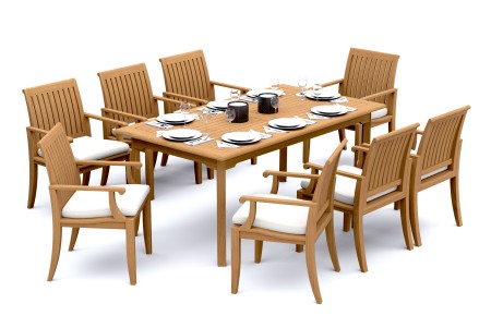 9 PC Dining Set - 83" Rectangle Table & 8 Lagos Arm Chairs 