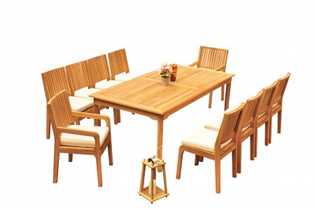 9 PC Dining Set - 83" Rectangle Table & 8 Maldives Chairs (2 Arms + 6 Armless) 