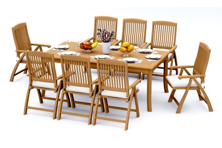 9 PC Dining Set - 83" Rectangle Table & 8 Marley Arm Chairs 