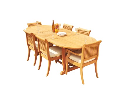 9 PC Dining Set - 94" Double Extension Masc Oval Table & 8 Giva Chairs (2 Arms + 6 Armless)
