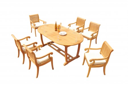 7 PC Dining Set - 94" Double Extension Masc Oval Table & 6 Giva Arm Chairs
