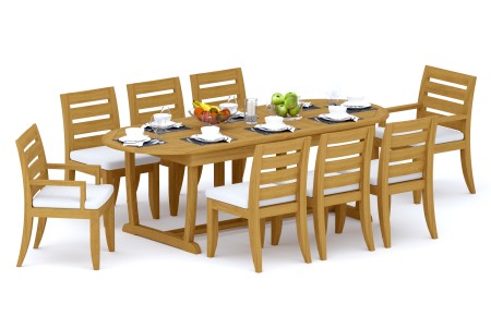 9 PC Dining Set - 94" Double Extension Masc Oval Table & 8 Atnas Chairs (2 Arms + 6 Armless)