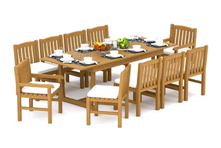9 PC Dining Set - 94" Double Extension Masc Rectangle Table & 8 Devon Chairs (2 Arms + 6 Armless)