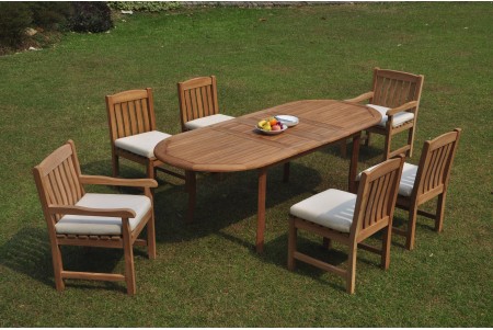 7 PC Dining Set - 94" Double Extension Oval Table & 6 Devon Chairs (2 Arms + 4 Armless) 