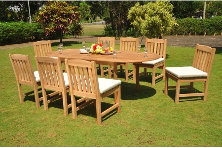 9 PC Dining Set - 94" Double Extension Oval Table & 8 Devon Armless Chairs