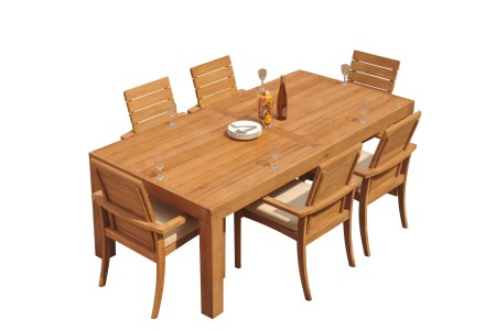 7 PC Dining Set - 86" Rectangle Table & 6 Algrave Stacking Arm Chairs 