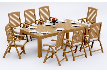9 PC Dining Set - 86" Rectangle Table & 8 Ashley Arm Chairs 
