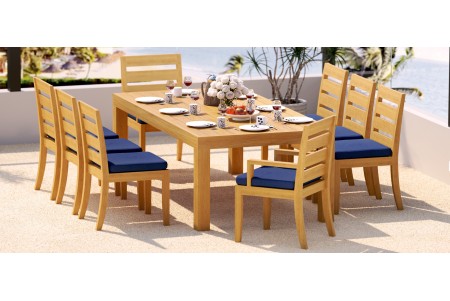 9 PC Dining Set - 86" Rectangle Table & 8 Atnas Chairs (2 Arms + 4 Armless) 