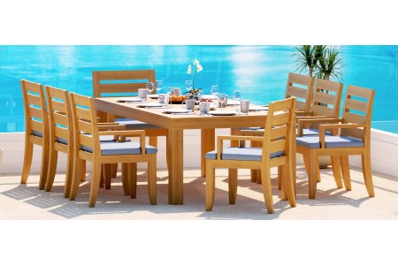 9 PC Dining Set - 86" Rectangle Table & 8 Atnas Arm Chairs 