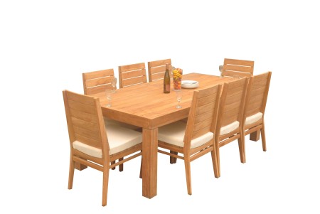 9 PC Dining Set - 86" Rectangle Table & 8 Charleston Stacking Arm Chairs 